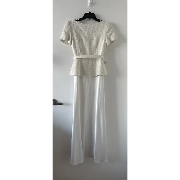 Self-Portrait bridal peplum satin and bouclé maxi dress (NEW and unworn!)